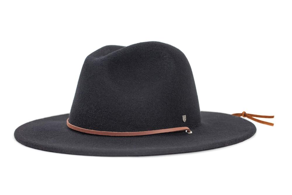 4985 Field Wide Brim Felt Hat Fedora, Black, X-Small US